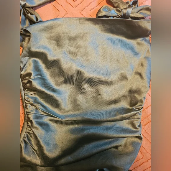 Petal & Pup Size Small Selma One Shoulder Satin Gown Olive Green READ INFO - Picture 9 of 12